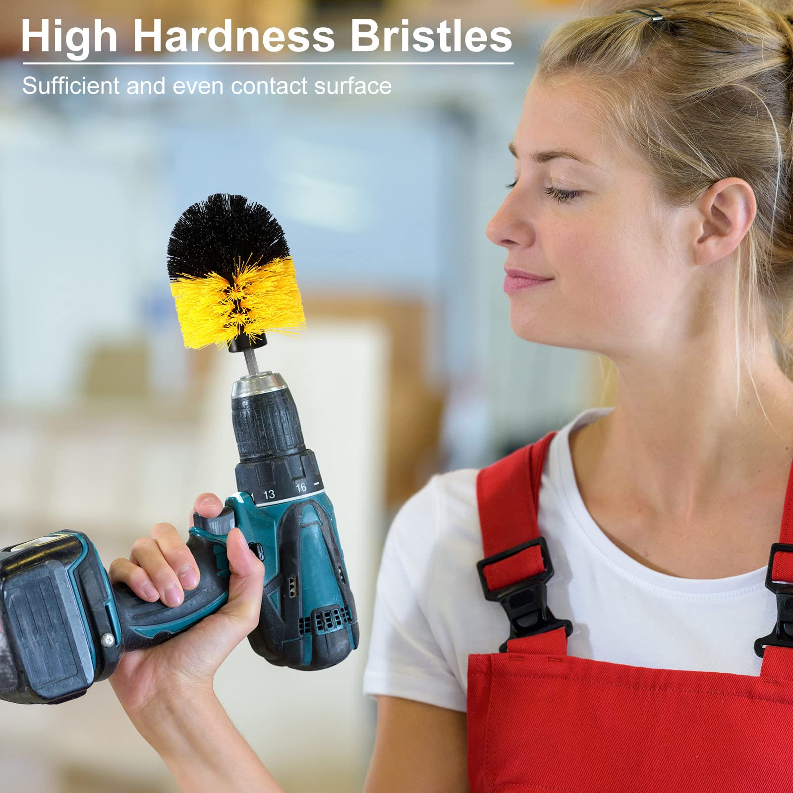 Lot de 12 brosses à récurer électriques en nylon - Fournitures de nettoyage multi-usage pour perceuse de salle de bain, baignoire, douche, carrelage de cuisine, voiture (jaune)