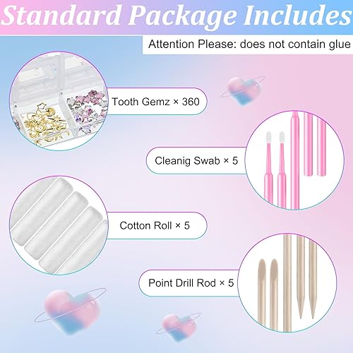 Miniatura 6 de Sosation 377 piezas de gemas de dientes para dientes, kit de joyería DIY de cristal artificial de moda diente reflectante para fiesta de cumpleaños