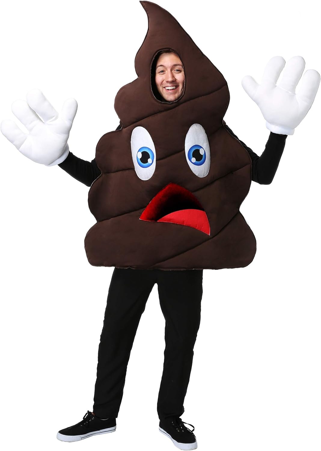 Fun Costumes Men's Funny Happy Poop Halloween Costume | Adult Turd Pullover with Appliqued Face for a Hilarious and Playful Look Standard