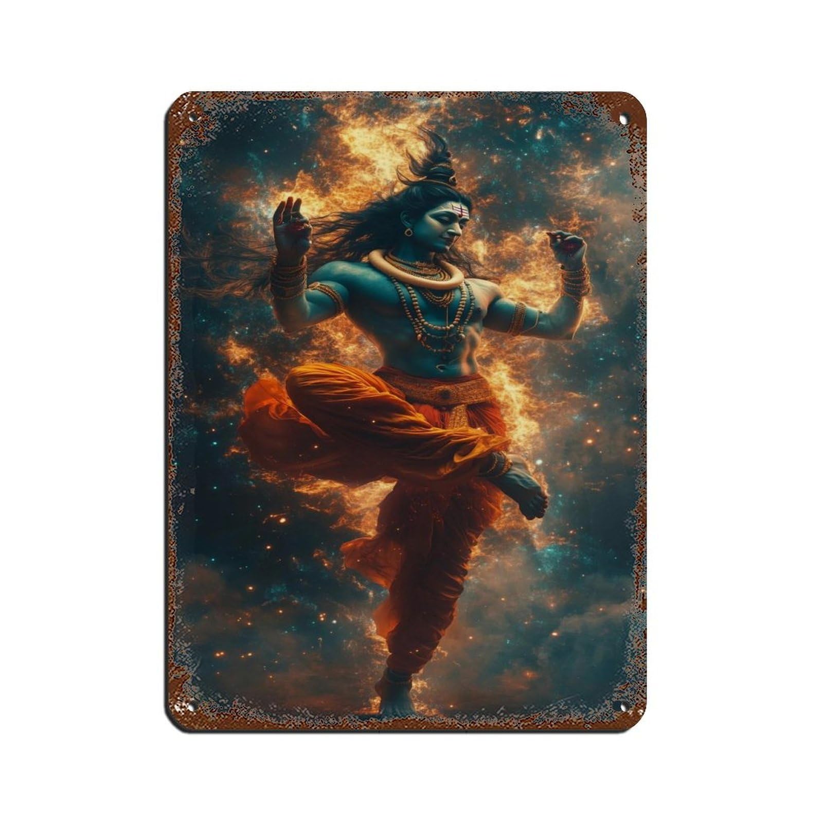 Cosmic Dance of Lord Shiva– Nataraja Tandava Pose Retro Poster Metal Tin Sign Chic Art Retro Iron Painting Bar People Cave Cafe Family Garage Poster Wall Decoration 12x16inch(30x40cm)