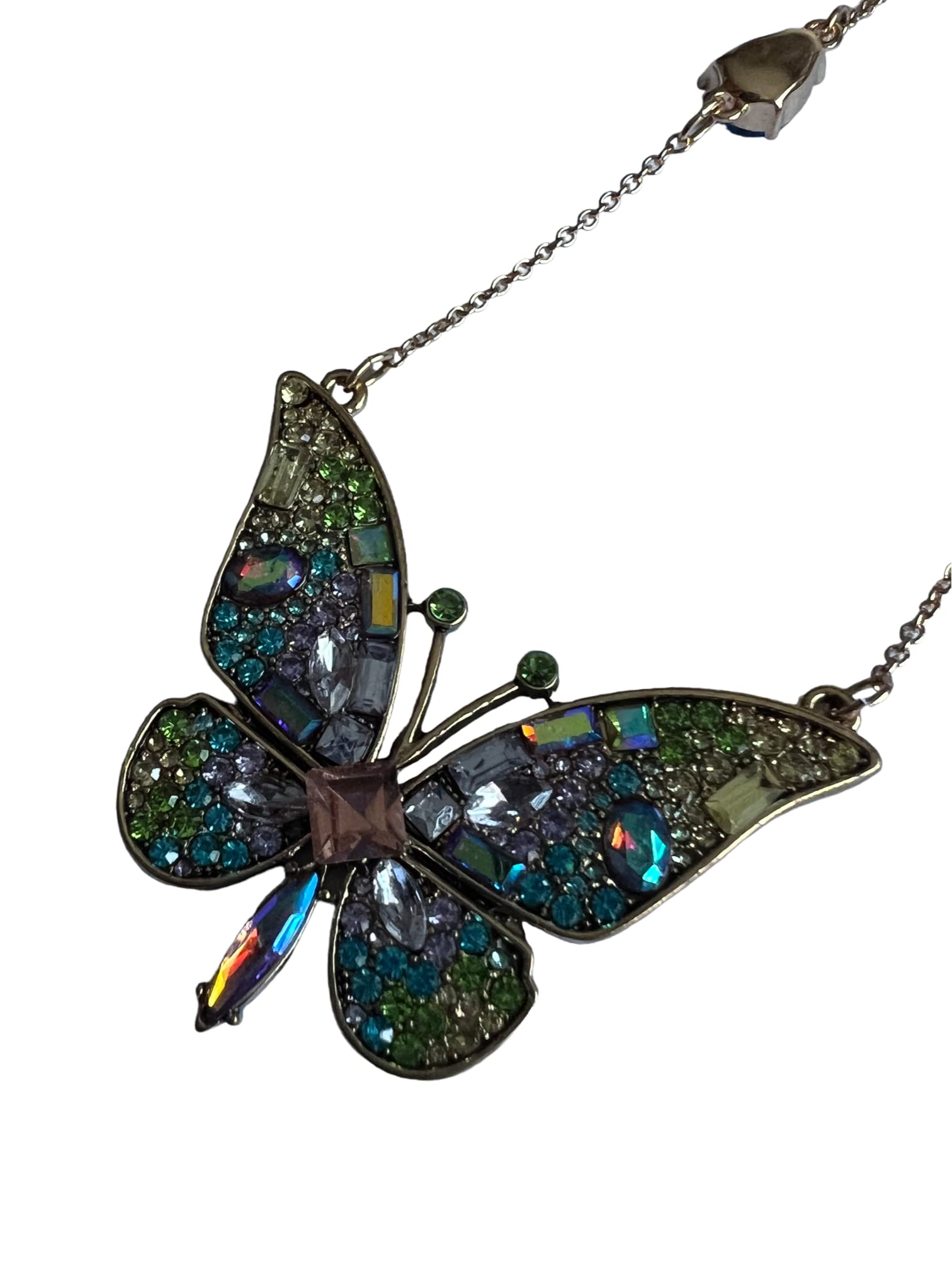 Betsey Johnson Green Turquoise Blue Lavender Crystal Gold Butterfly Necklace Great Gift Idea Christmas XMAS Birthday Mother's Day Valentine's Day Present