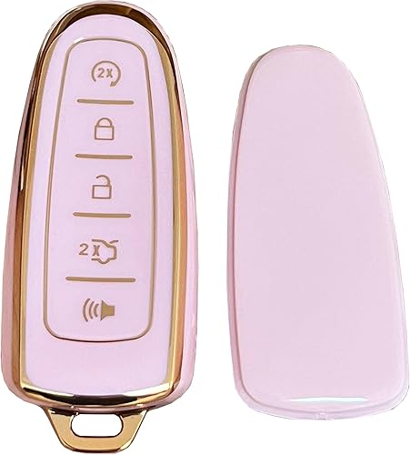 Miniatura 5 de Funda para llavero Ford con control remoto sin llave, con llavero para Ford C-Max Edge Escape Expedition Explorer Flex Focus Taurus Lincoln MKS MKT