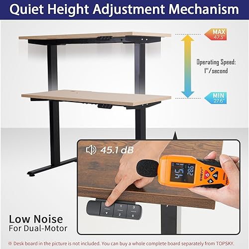 Miniatura 7 de TOPSKY Escritorio eléctrico de doble motor ajustable para computadora del hogar y la oficina solo marco negro Negro, Blanco
