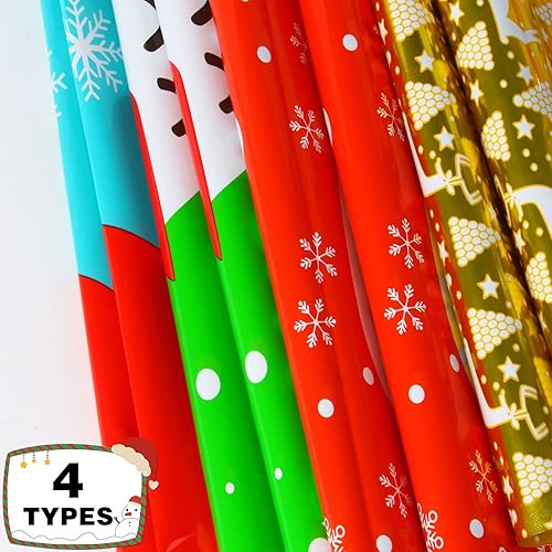 Miniatura 2 de LOKIPA 30 bolsas de regalo de Navidad con cordón, 4 estilos de bolsas de regalo de Navidad, bolsas de Navidad grandes con cordón para regalos de