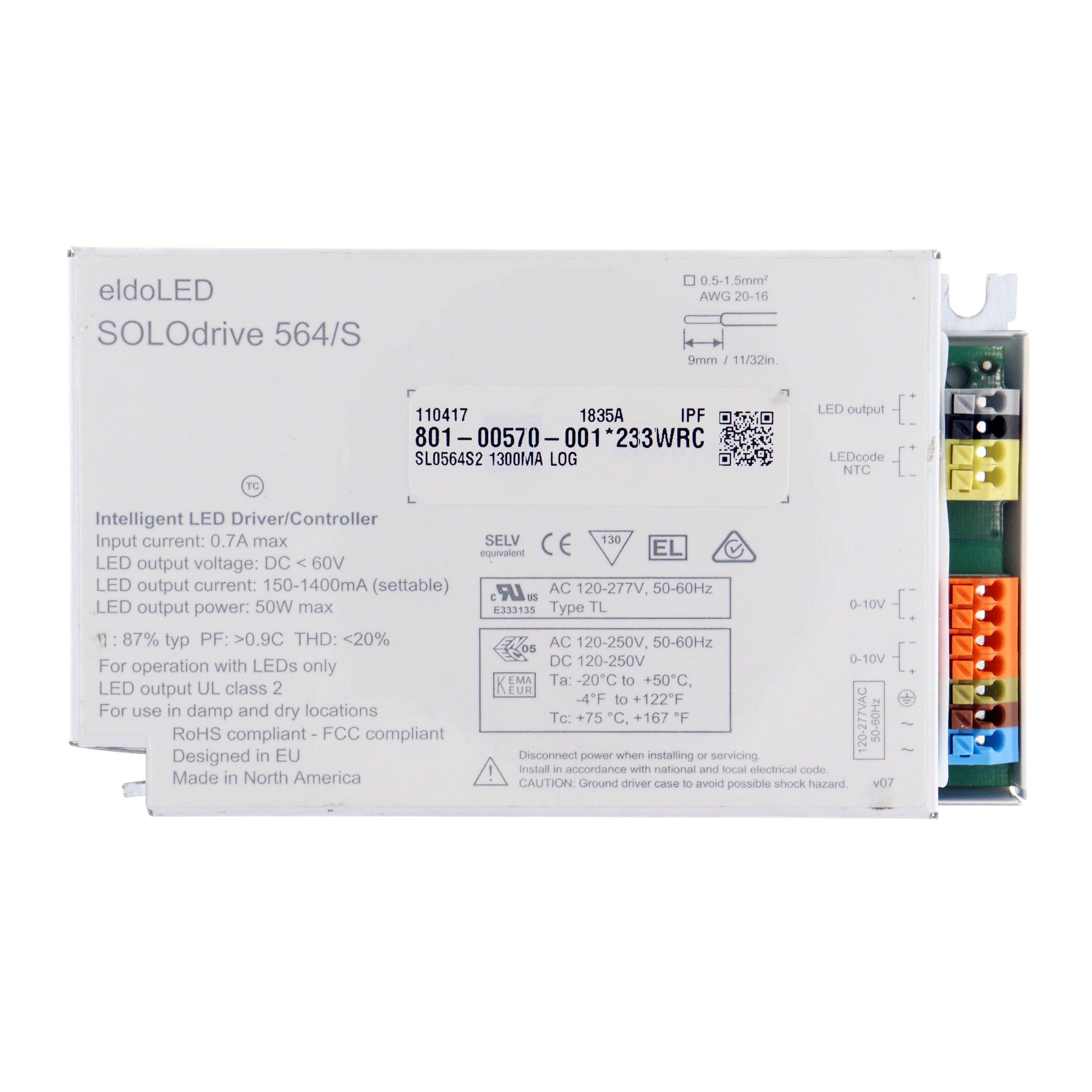 EldoLED 564/S SOLOdrive Intelligent LED Driver, 60V, 150-1400mA, 50W, 120-250V