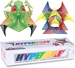 Hypertile Hyperbolic Construction Toy - 3" x 3" STEM 3D Adventure: 48 Plates & 80 Connectors for Logic & Creativity - Infinite Flexible Shapes - by Fun In Motion Toys