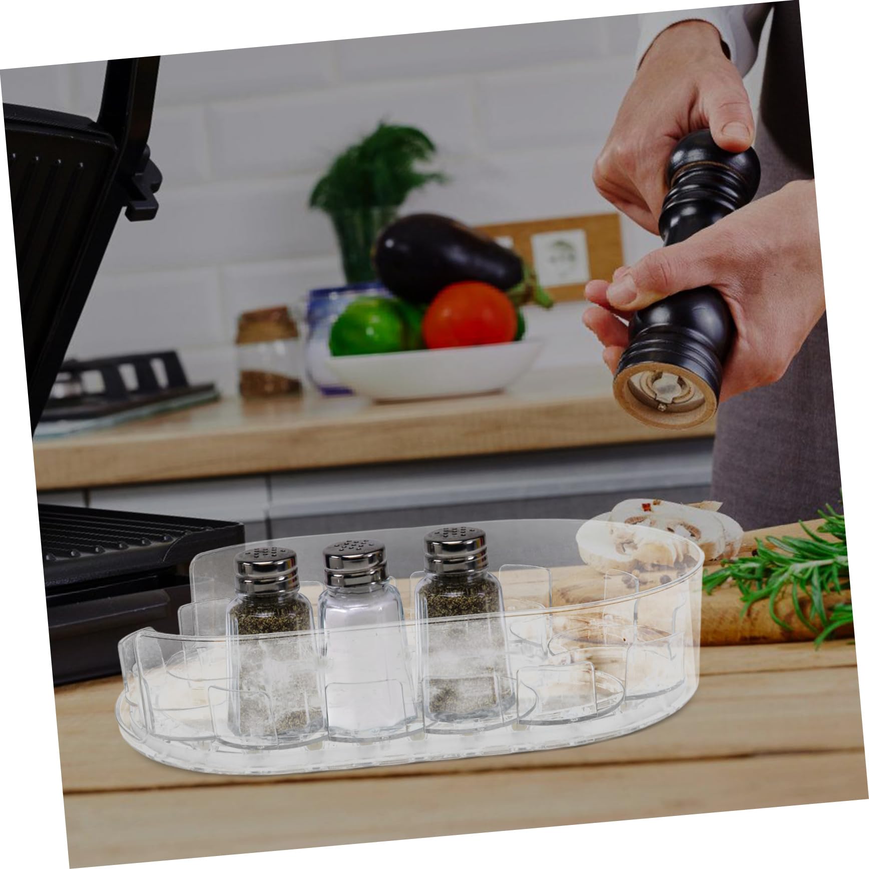 Ciieeo Drehbarer Schrankorganizer für Gewürze und Kosmetik aus Kunststoff