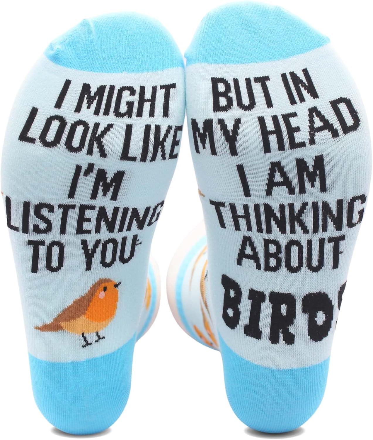 Funny Bird Lover Socks - 'I Might Look Like I'm Listening But Really Thinking About Birds' Novelty Gift for Bird Watchers & Owners. (092)