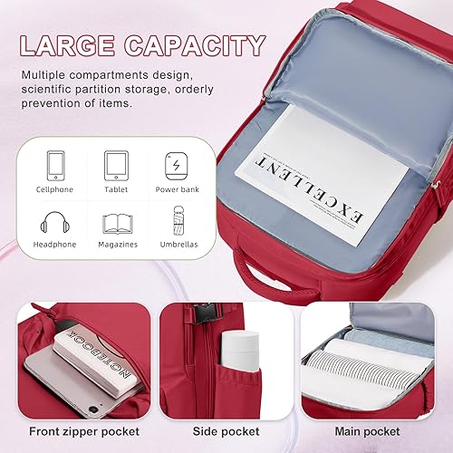 Vista 58 de VECAVE Mochila de viaje para laptop, mochila aprobada para vuelos,Mochila deportiva para universidad casual, A-Negro, Mochila para laptop