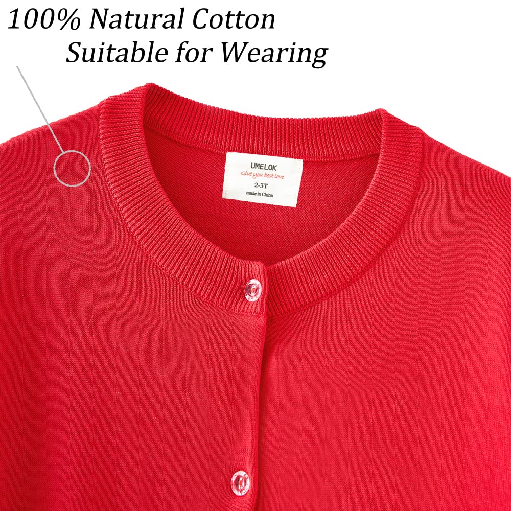 UMELOK Cardigan da ragazza maglione cotone pulsante tinta unita manica lunga maglioni lavorati a maglia