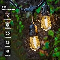 Vista 7 de Svater Outdoor Led String Lights 50FT, Patio Lights with 16pcs S14 Shatterproof Bulbs, 1 Watt E26 Dimmable 2700K Warm White, IP65 Waterproof