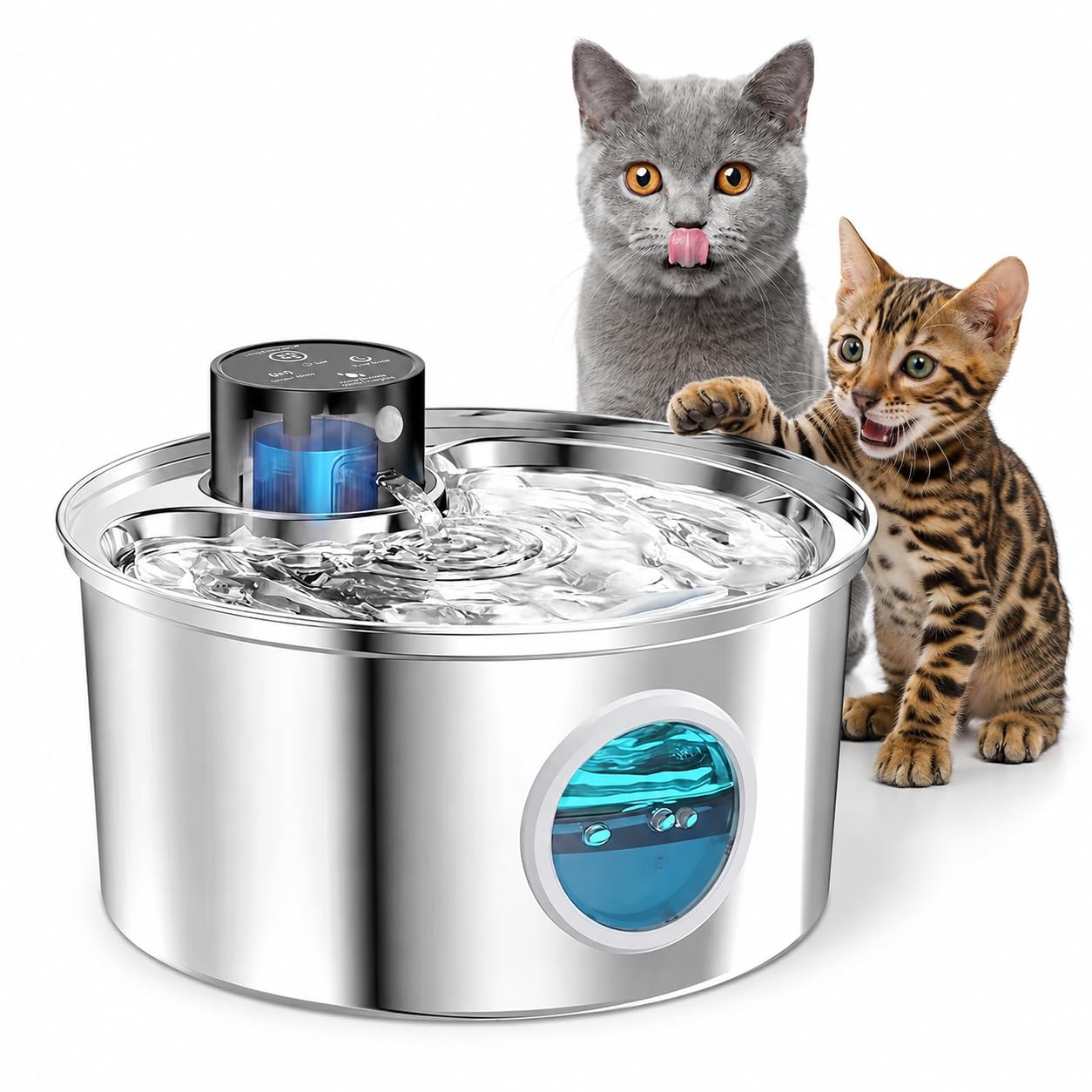 Fuente Agua sin Cable para Gatos y Perros | Bebedero Automático con Sensor de Movimiento, Batería 4200mAh 45 Días- 3,2L- Acero Inoxidable, Ultra Silencioso, Gato y Perro- Nueva Version Mejorada 2026