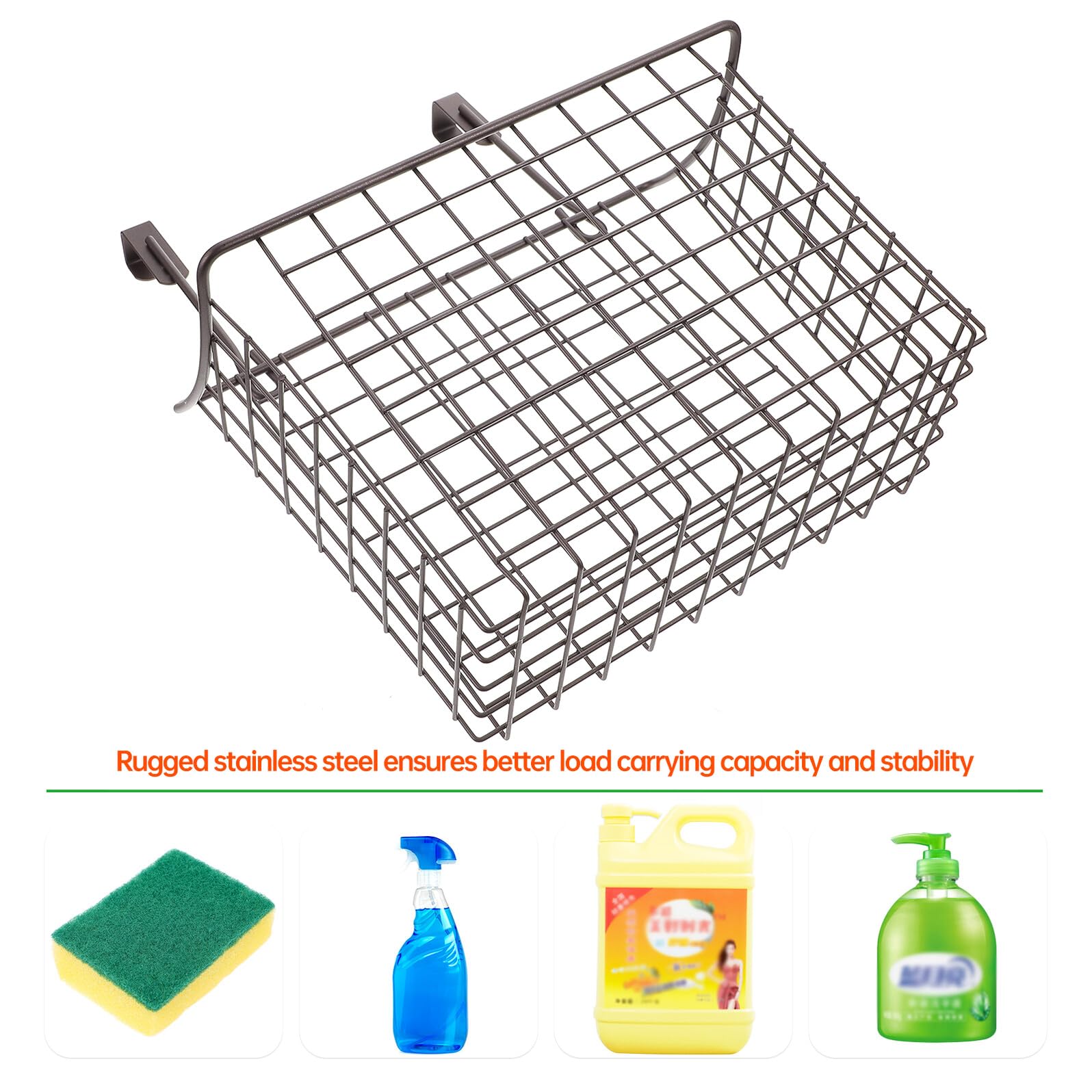Toyvian Cesta de Alambre para Colgar Puerta de Armario Organizador de Cocina Negro Estante Ahorra Espacio para Frutas Especias y Utensilios Multiusos para Baño y Hogar