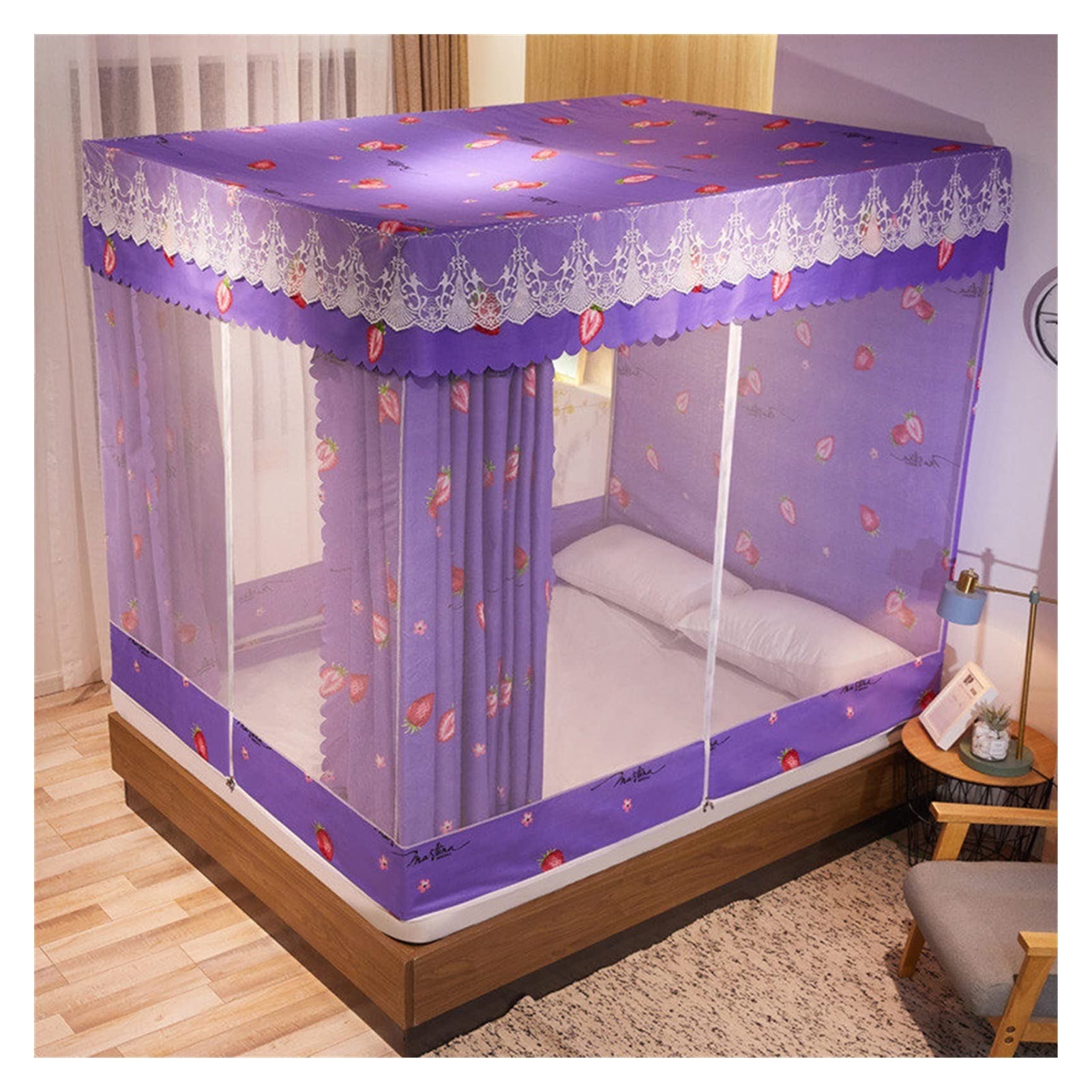 DXTFDHB Dormitory Mosquito Net Household Encryption Mosquito Net Cover Bed Canopy Universal Transparent Mosquito Insect Screen(Purple,6.6 foot bed)