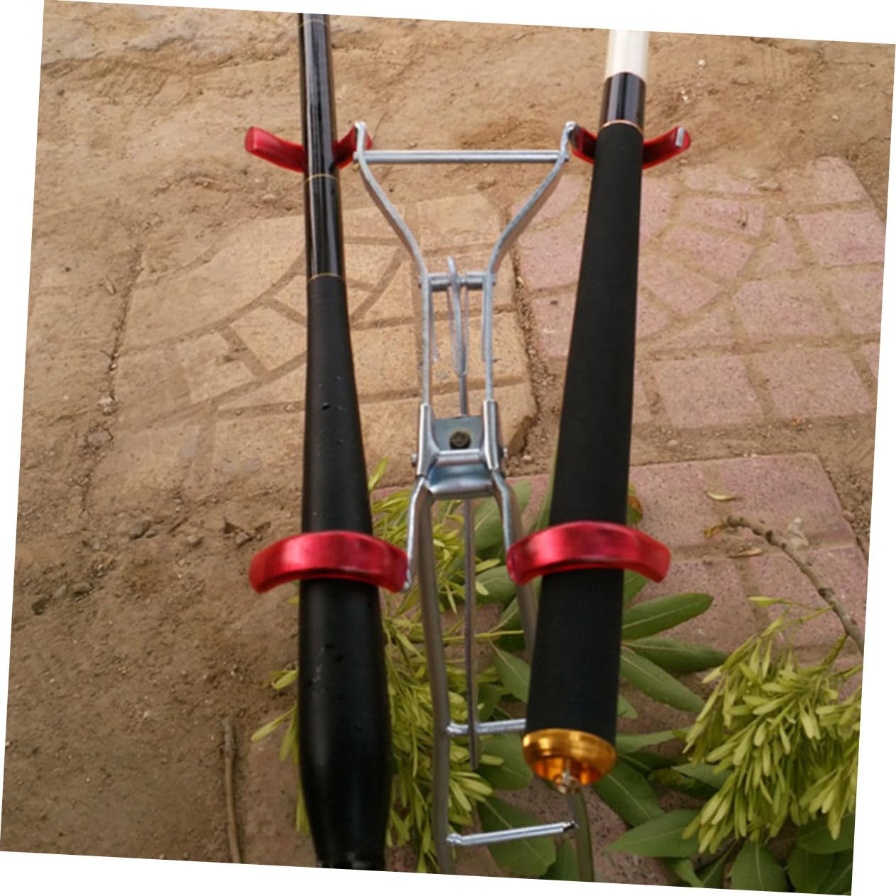 Support de Canne à Pêche Double Réglable 2 Pièces en Métal