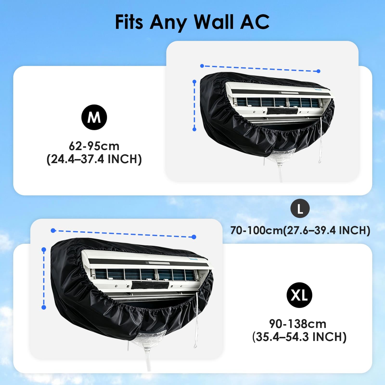 Kit de nettoyage climatisation 360° professionnel pour climatiseur split et mural, housse de nettoyage avec accessoires pour un nettoyage maison facile (Noir, M)