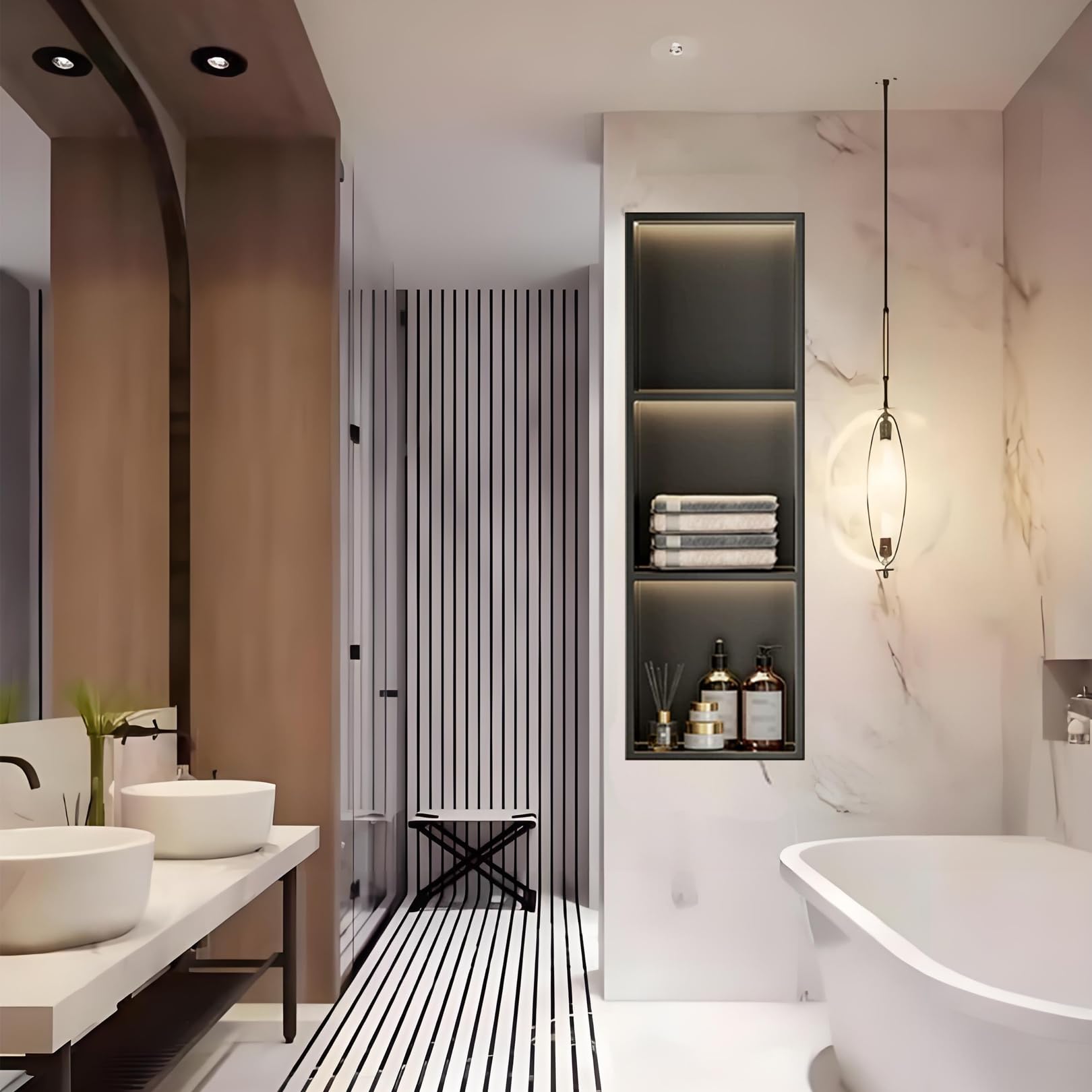 Étagère de douche en acier inoxydable encastrable sans carrelage