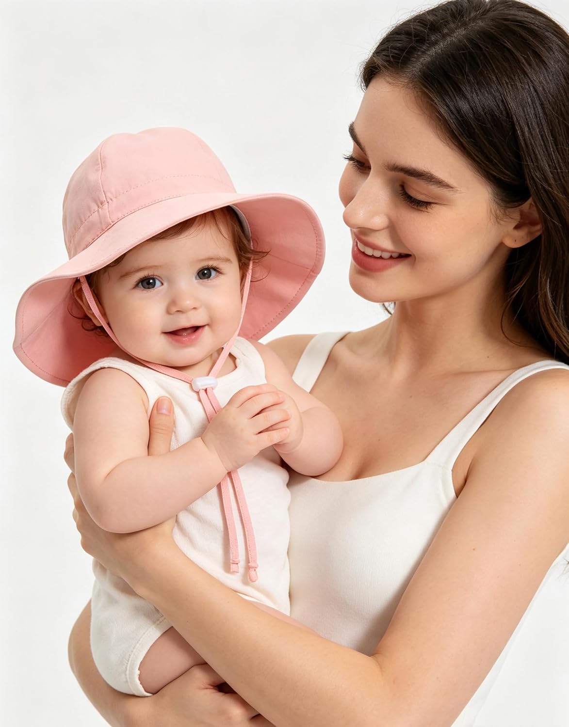 Baby Toddler Soft Breathable Summer Sun-Hat UPF 50+ Wide-Brim Bucket-Hats with Chin Strap for 6-24Months