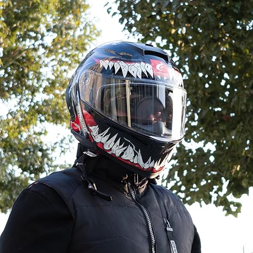 Miniatura 5 de Motorcycle Full Face Helmet Dual Visor Helmets for Adult Men and Women with Smoked Sunshield DOT Approved Quick Release Buckle Four Season Removable