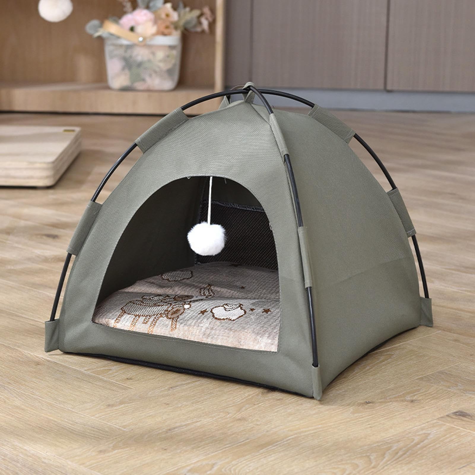 Pet Tent, Cat House, Waterproof Portable Shelter, Breathable Oxford Fabric, Indoor Outdoor Travel Use, Kitten Tent Bed, Foldable Dog Crate, 15.75x15.75x15.75 Inches