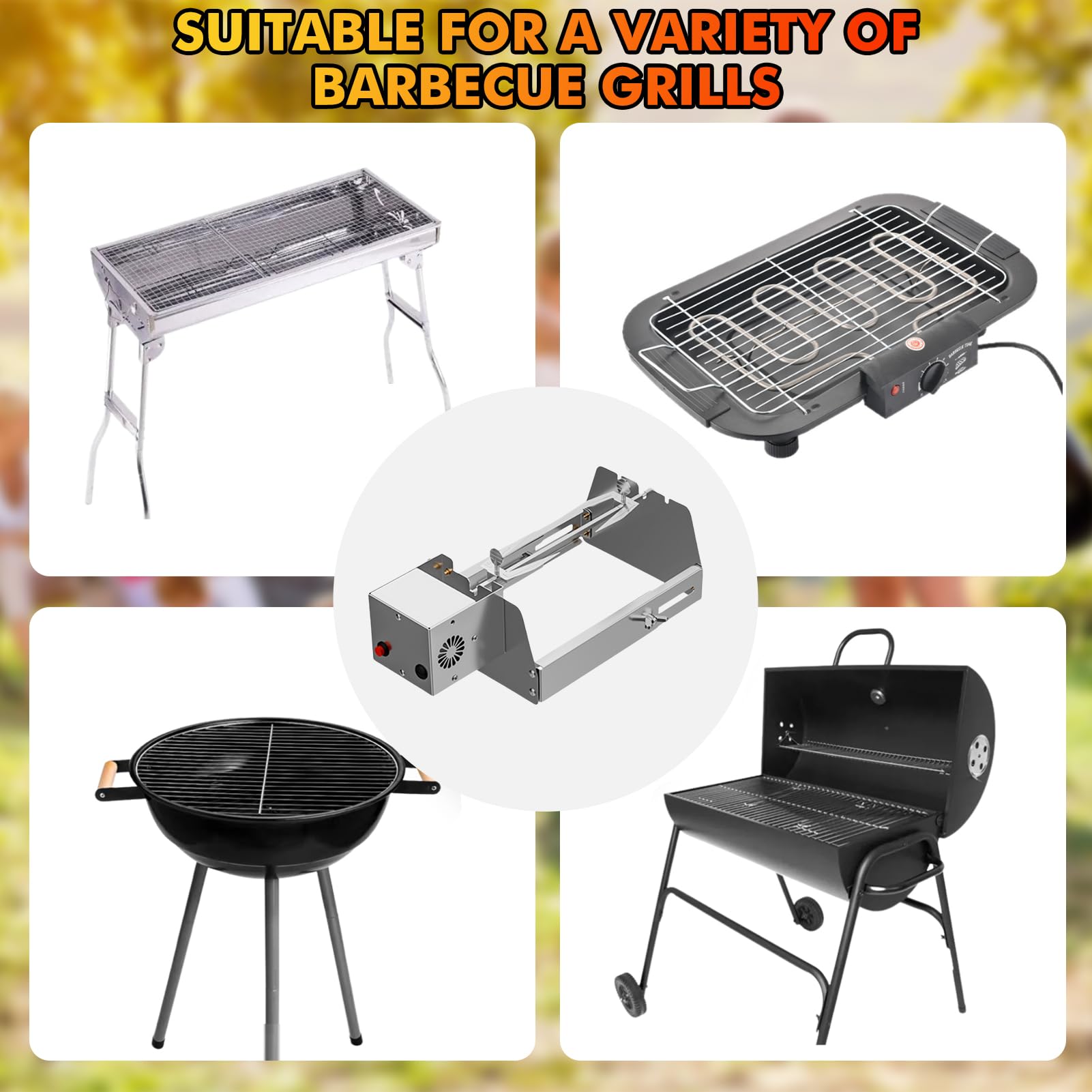 Barbacoa Giratoria Automática Tenedor de Pollo Tipo C Puerto de Carga Pincho para Grill Barbacoas Barbacoa, Pollo Asado