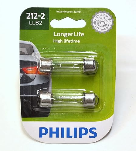 Philips Automotive Lighting Bombilla miniatura LongerLife 212-2, paquete de 2 (212-2LLB2)