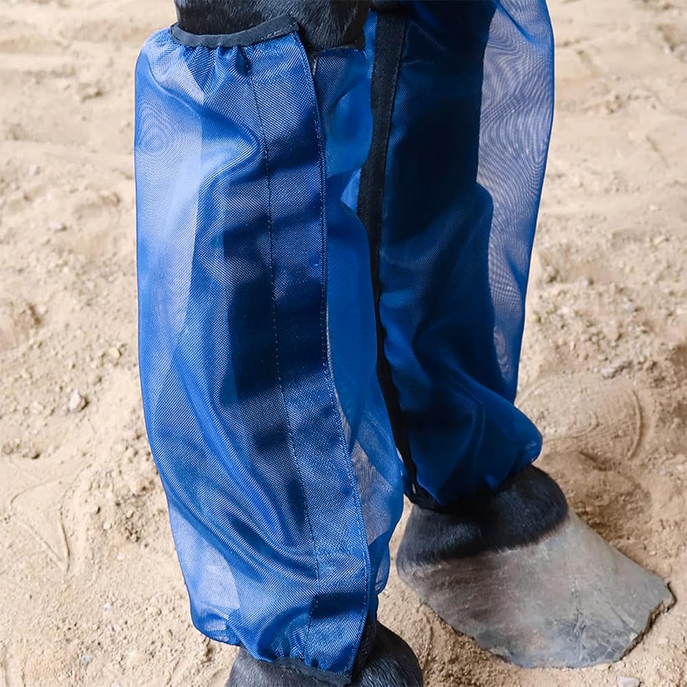 Fundas antimosquitos para cascos de caballo, protectores de piernas, botas antimoscas de malla transpirable para minimizar el impacto del estribo