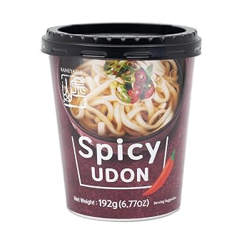 Kaneyama Noodle Soup Cup, Japanese-Style Udon, Shoyu-Kimchi-Spicy Flavor, Instant & Microwavable Chewy Fresh Noodles, Restaurant Grade Delicious Taste, 6.77 Oz Pack of 1 Spicy