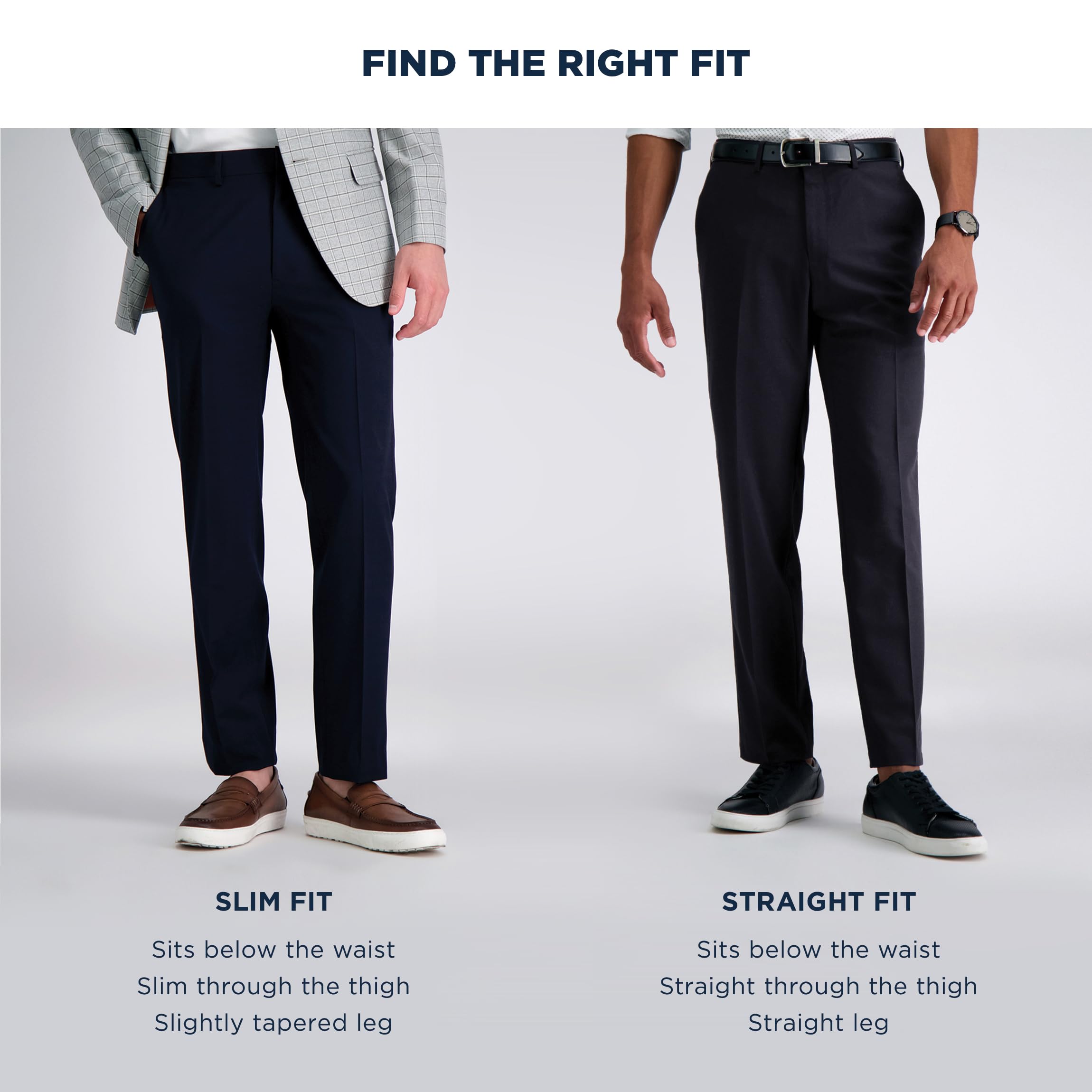 Haggar 4-Way Stretch Straight Fit Flat Front Dress Pant - Pantalones para Vestir Hombre