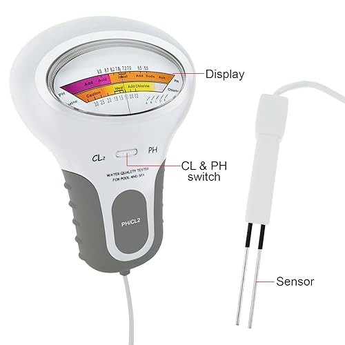 Miniatura 7 de Probador de calidad de agua 2 en 1 de doble escala de pH y nivel de cloro CL2 medidor para piscina, hidroponía, piscinas, spas, monitor de análisis