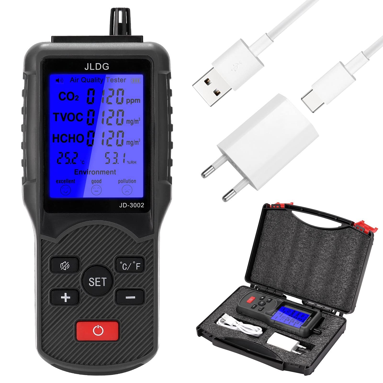 Multifunctional Air Quality Tester CO2 TVOC Meter Temperature Humidity Measuring Device-image-20