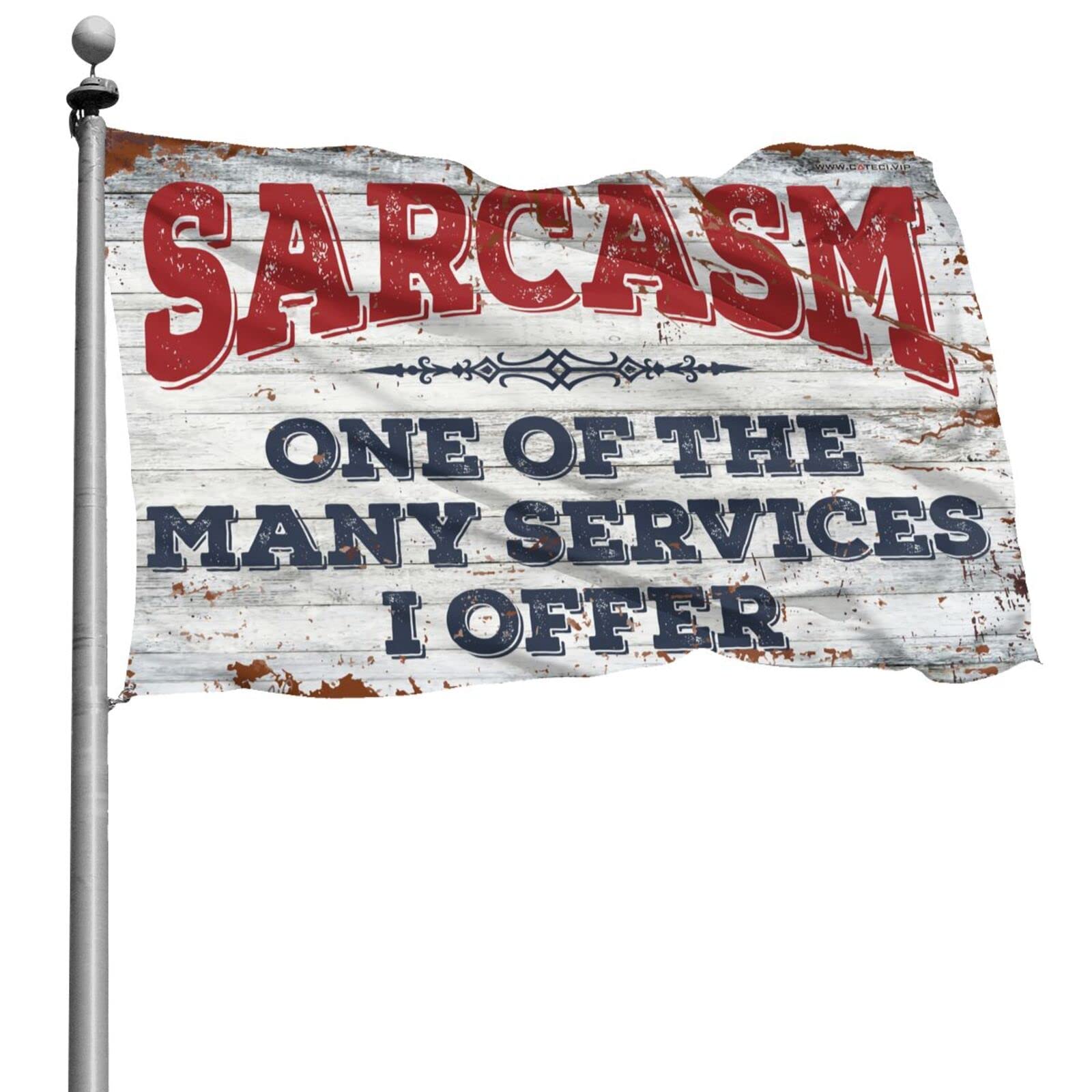 Drapeau pour homme Dorm Decor Sarcasm 152 x 244 cm contre les murs vides de studio