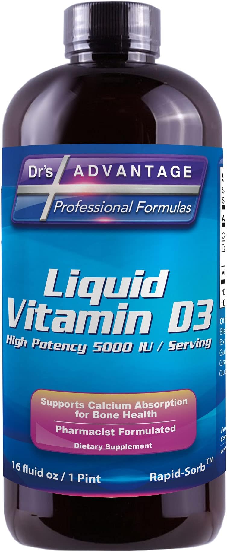 Dr's Advantage DA314 Liquid Vitamin D3 5000 IU, 16 oz.