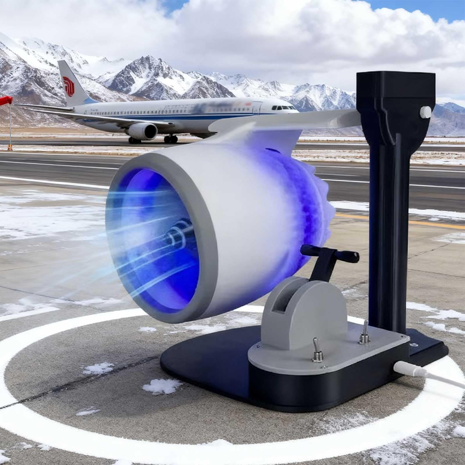 Ventilatore da scrivania USB Turbofan con umidificatore ed effetto fiamma realistico, modello di motore di aerei stampato in 3D, gadget creativo da scrivania per ufficio, turbina aria (rosso)