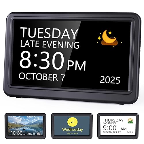 Raynic Date Clock, Digital Clock with 12 Themes, 20 Alarms,