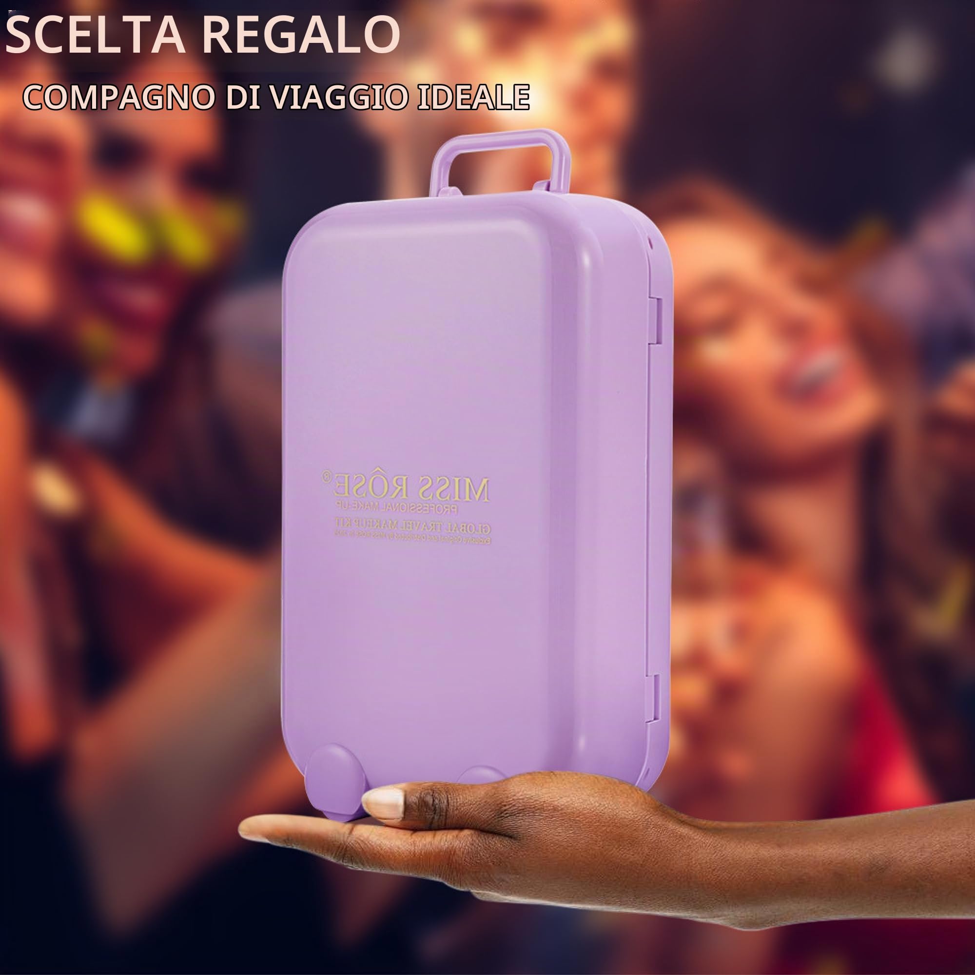 Valigetta per il trucco all-in-one con set professionale per adolescenti, kit completo di cosmetici con custodia treno, palette di ombretti, fard, cipria, evidenziatori, specchio