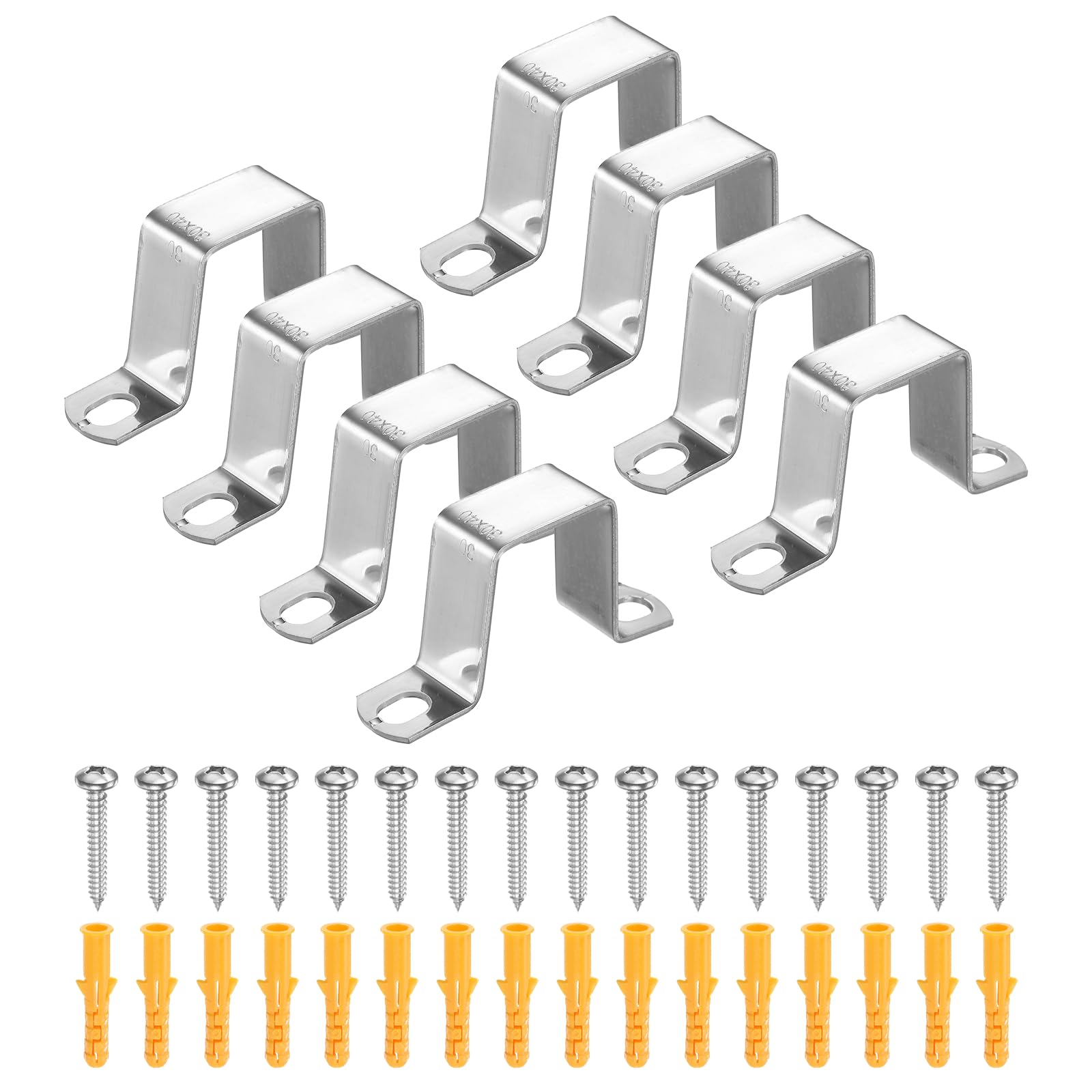 HARFINGTON 12 morsetti quadrati per tubi, 30 x 40 mm, in acciaio inox 304 | Morsetto a forma di U, staffa per connettore con fibbia a tubo quadrato con viti per tubo flessibile cavo recinzione ponte