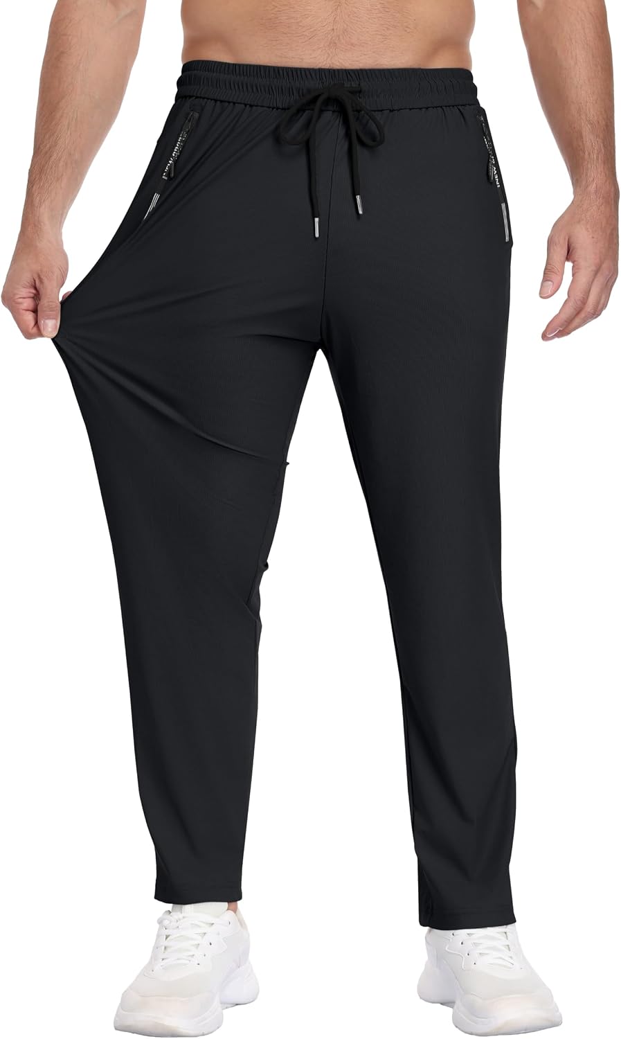 Men's Stretchy Quick Dry Hiking Athletic Pants with Zipper Pockets | Lightweight Breathable Tapered Sweatpants Workout Running Fishing Golf Gym Track Pant Travel Outdoor Joggers