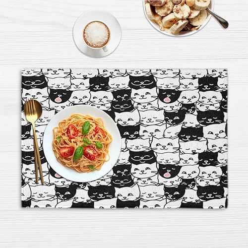 Miniatura 6 de Cat Fun Decor Placemats Set of 4 Table Mats Washable Placemat Waterproof Place Mats for Party Home Dining Table Decor 18x12 in