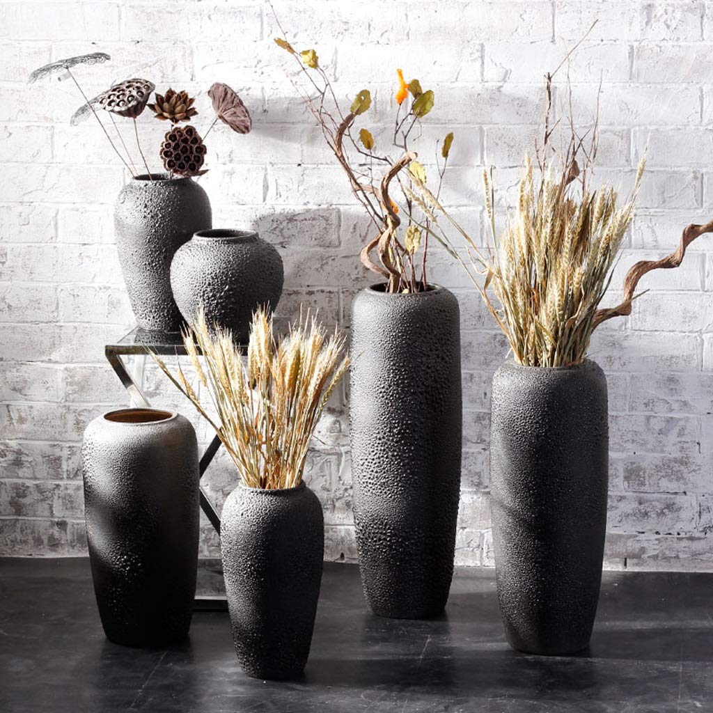 TEmkin Boden-Keramikvase, mittelgroßes Set, einfache Trockenblumen, Wohnzimmer, Blumenarrangement, Dekoration, Töpfertopf (M)