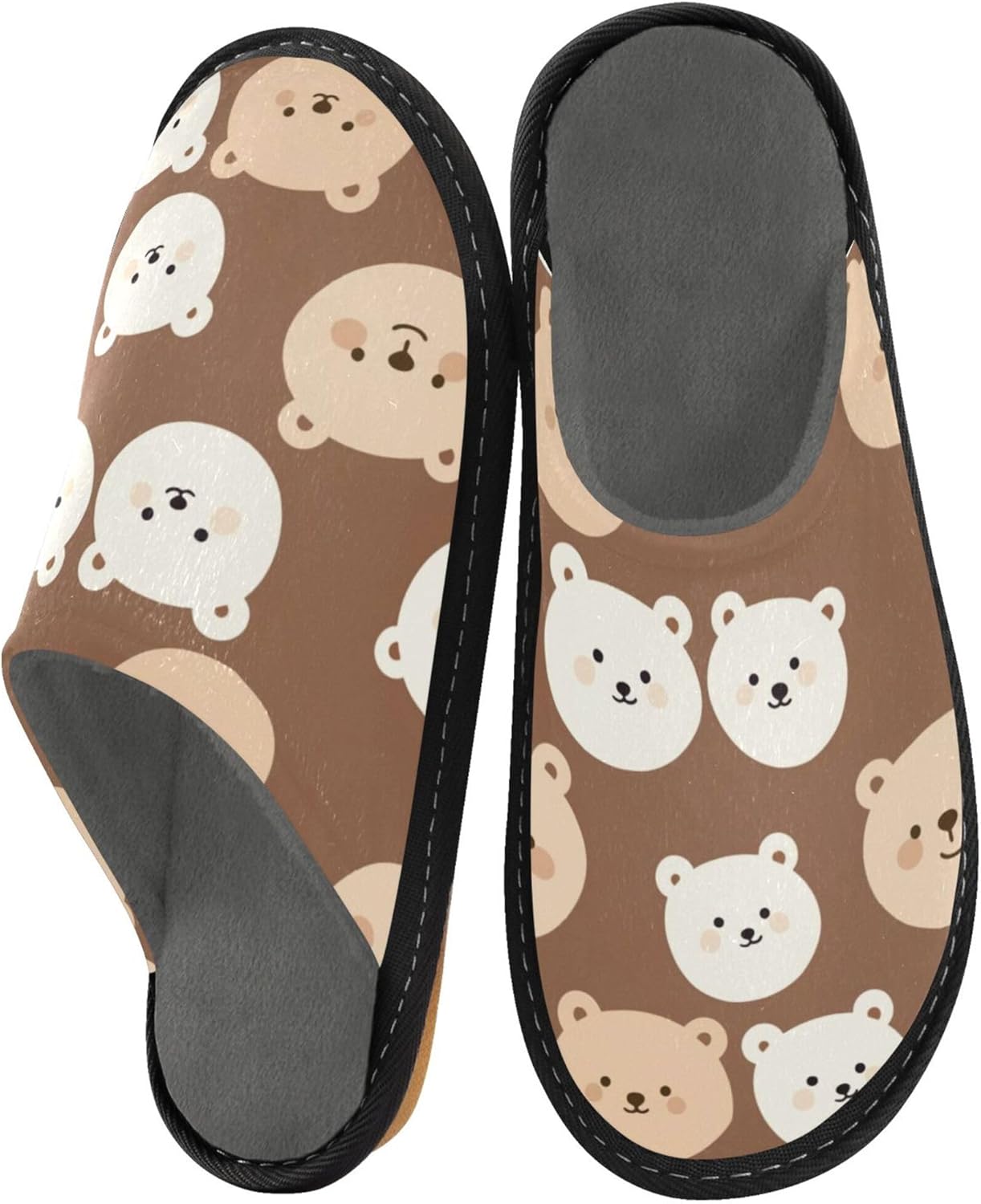 Cute Bear House Slippers – Cozy Fuzzy Slippers for Guests, Washable & Disposable, Perfect for Shoeless Home, Spa & Hotel Use A112934