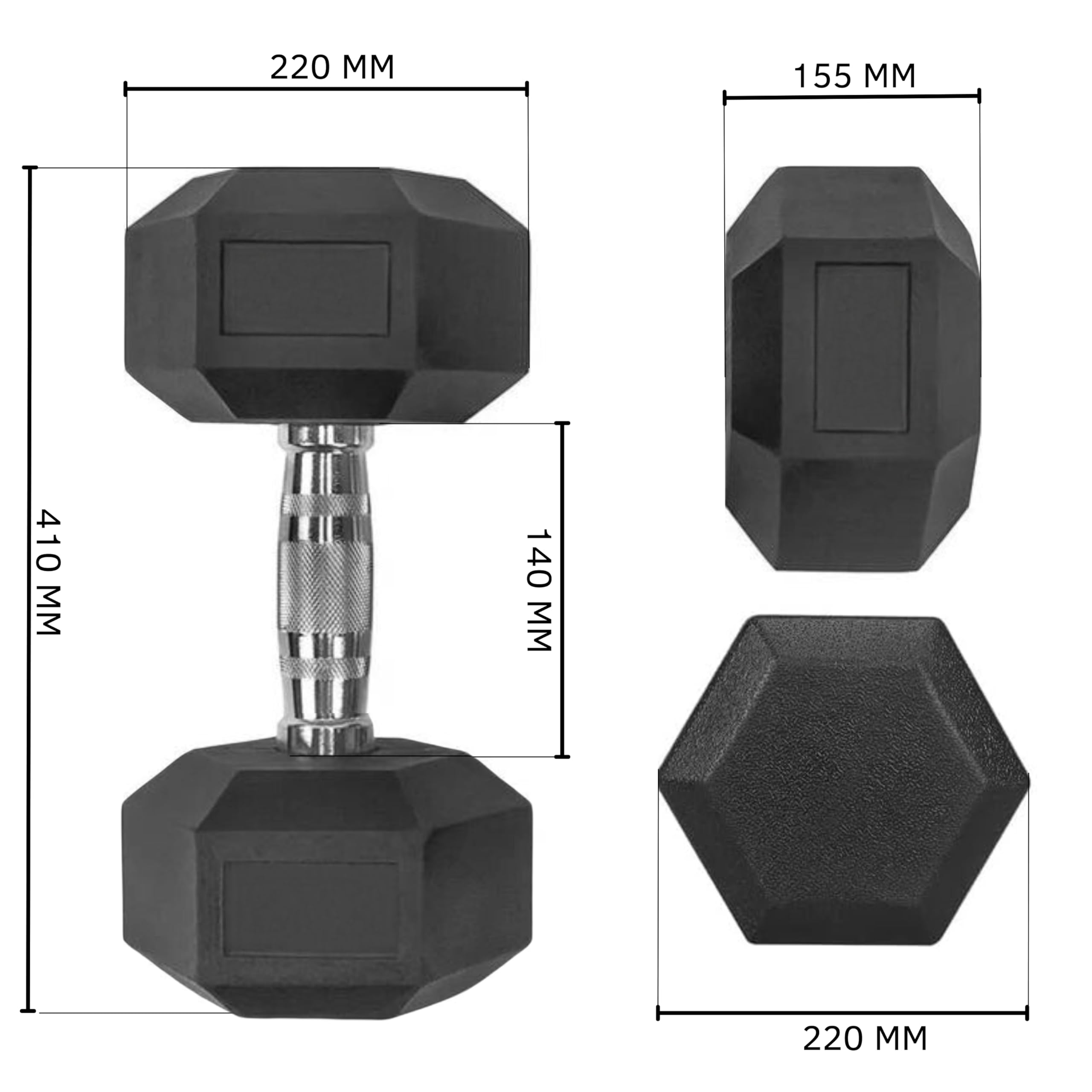 Manubri Esagonali In Ghisa Gommata - Pesi Da 2.5 A 35kg, Impugnatura Ergonomica | Per Home Gym E Allenamento - Foto 4