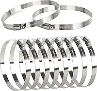 Vista 21 de Abrazadera de manguera, paquete de 10 abrazaderas de manguera de acero inoxidable, ajustables de 1-1/4 pulgadas a 2-1/4 pulgadas, abrazaderas