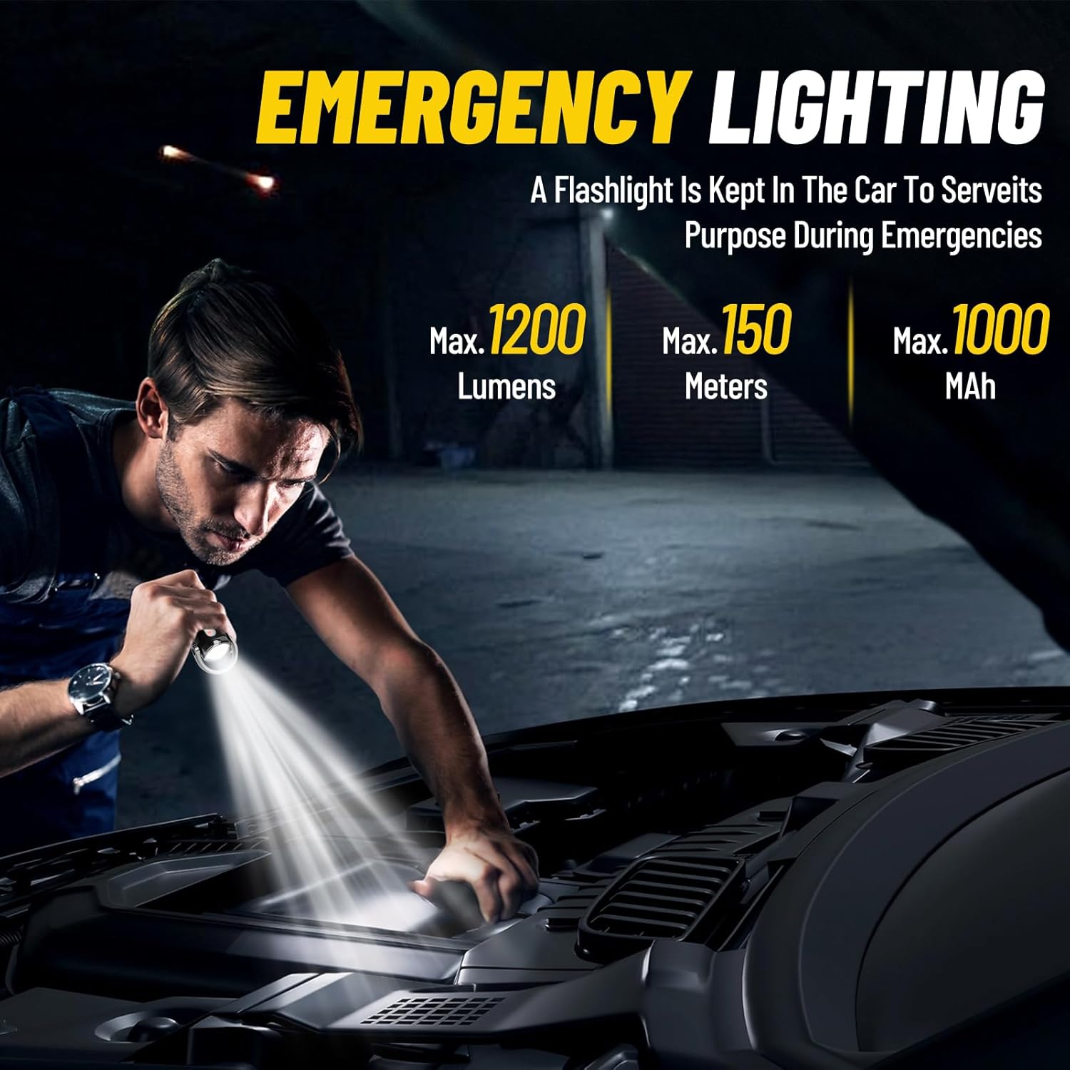 1200LM Super Bright Mini Led Flashlights USB Rechargeable Small Waterproof Keychain Flashlight Rescue, Camping-Black - Image 6