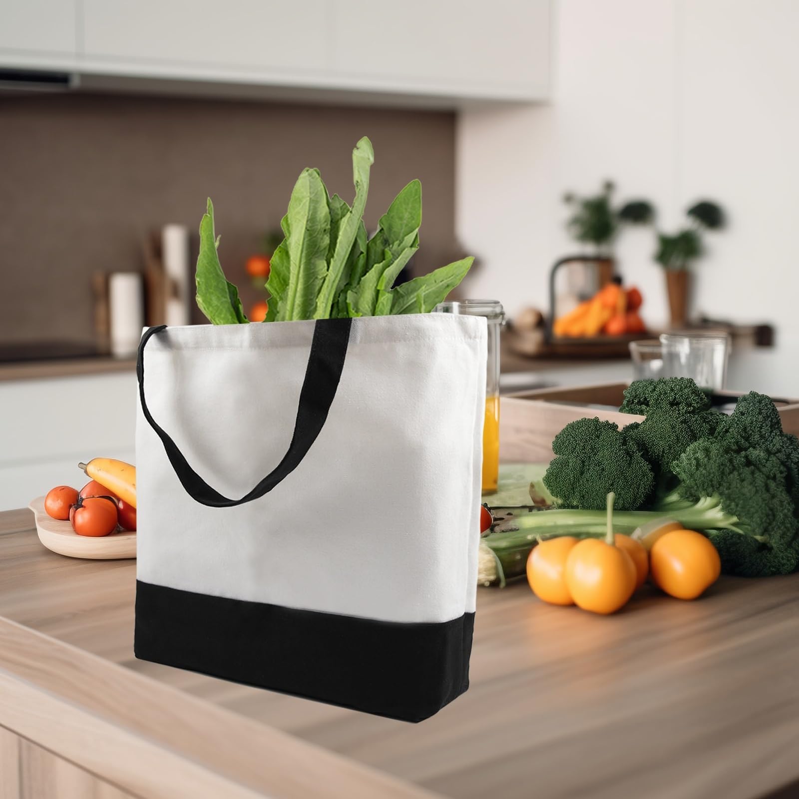 OKBA Lot de 10 sacs fourre-tout en polyester pour sublimation, sacs fourre-tout en toile vierge pour loisirs créatifs et décoration