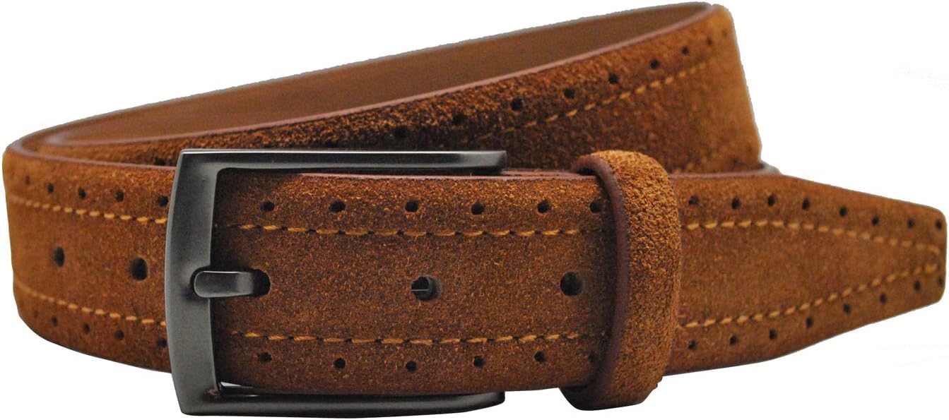 Ground Mind Thick Suede Leather Men's Belt with Double Stitch