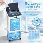 Portable Air Conditioner, 3-in-1 Air Conditioner Portable Cooling Fan, 8L Evaporative Air Cooler w/ 4 Modes & 3 Speeds, 12H Timer,Remote, 60W Portable AC Unit for Bedroom Home