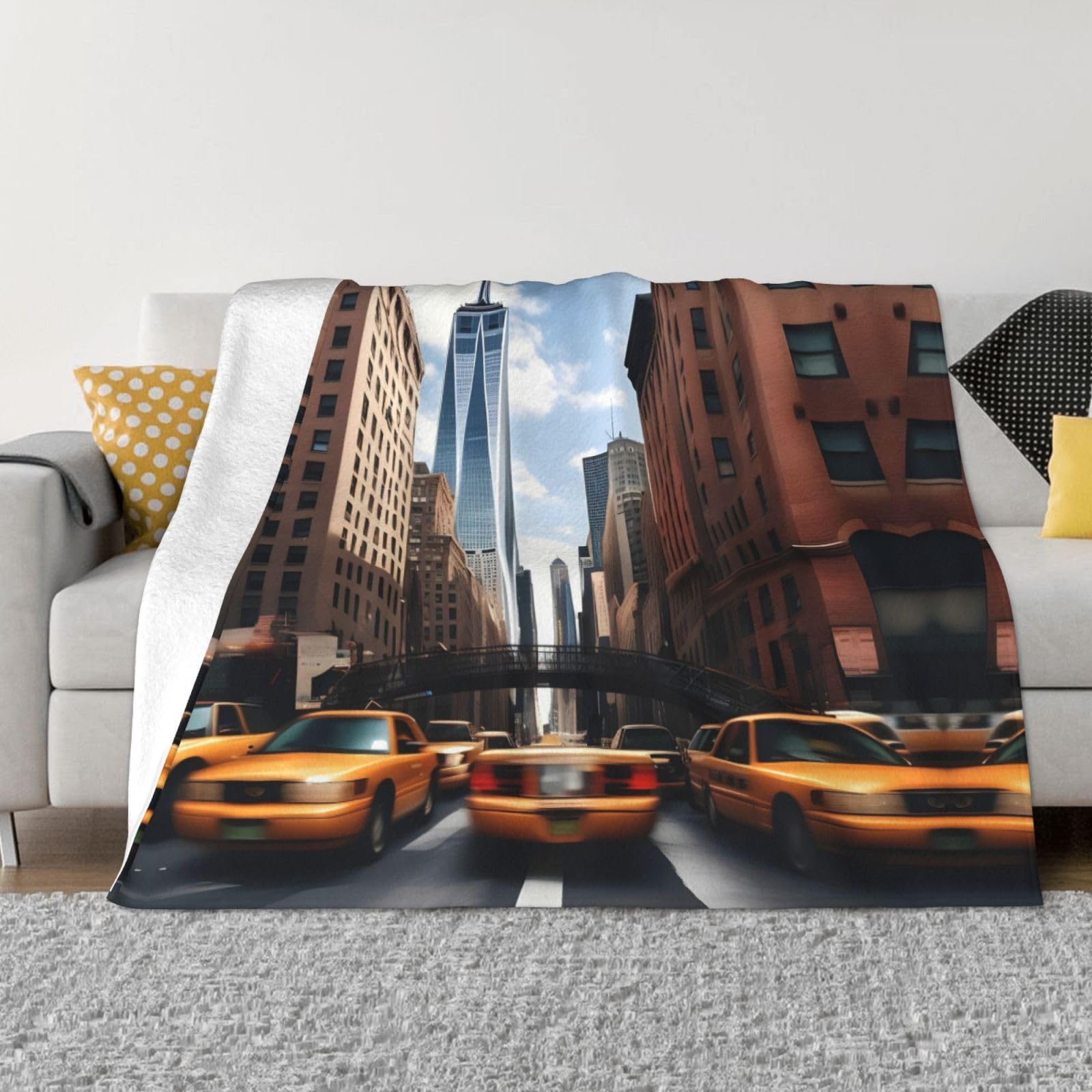 Couverture lit en flanelle douce design New York haute densité