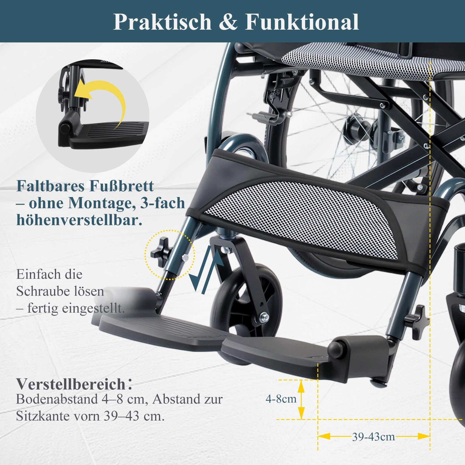 Rollstuhl Faltbar Leicht mit Selbstantrieb 12KG（IN-863HM）