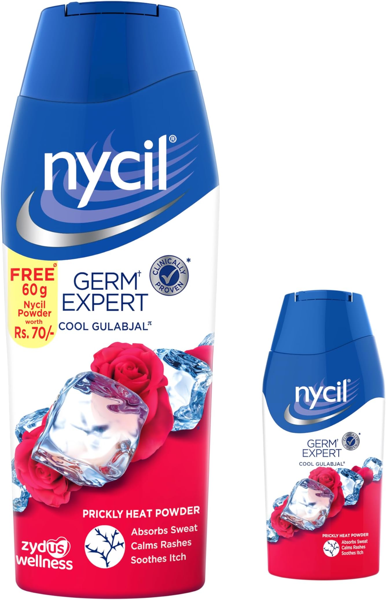 Nycil Germ Expert Prickly Heat Powder, 150gm+50gm, Assorted Fragrances (Cool Gulabjal)